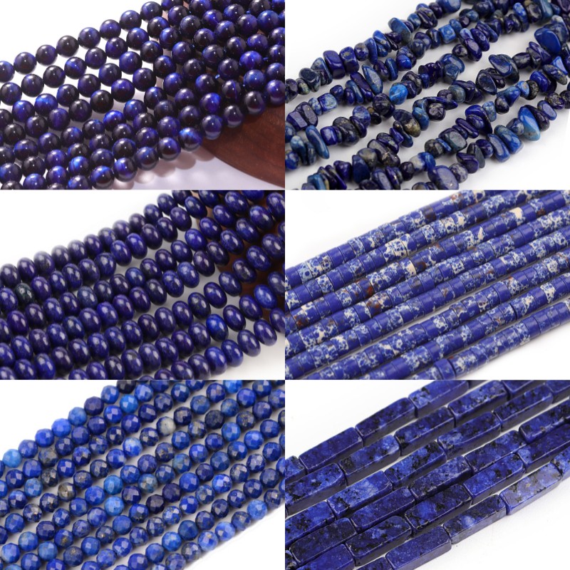 Jewelry Making Dc - DC Lapis Lazuli ลูกปัดหินธรรมชาติลูกปัดรอบหลวม Spacer ลูกปัดสำหรับ