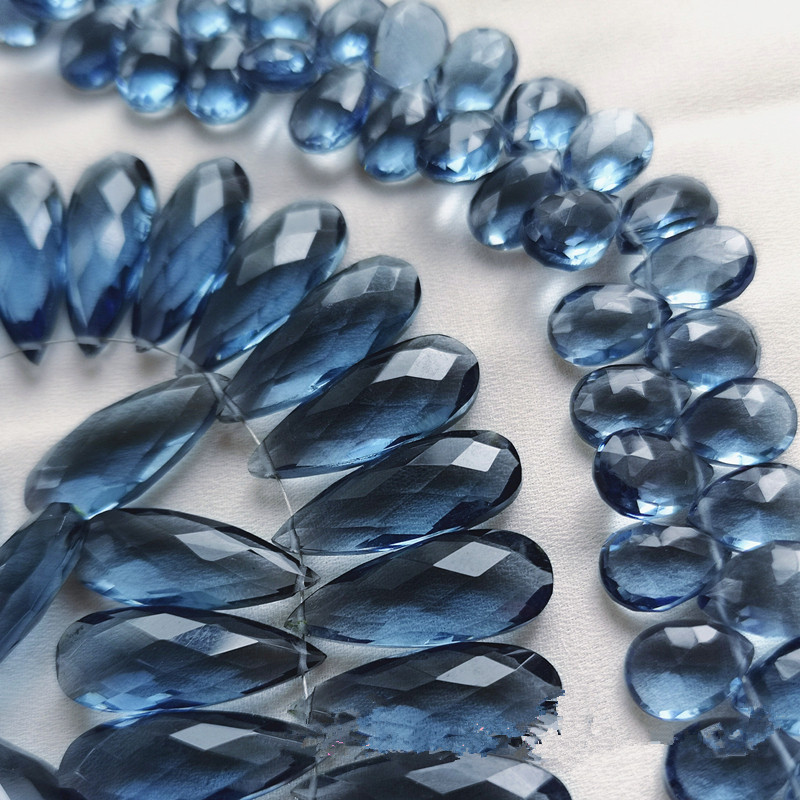 Jewelry Making London - 2 ชิ้นลูกปัดหลวมลอนดอนบลูสีควอตซ์หยดน้ำทรงลูกแพร์ 8*20 มม.สำหรับ DIY ทำเครื่องประดับ